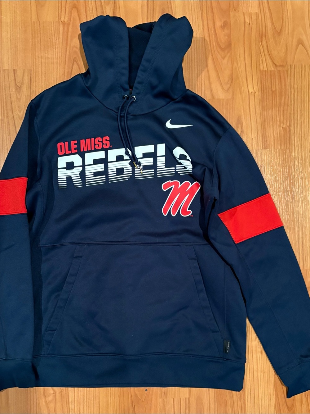 Nike Navy Ole Miss Rebels Crewneck Hoodie with Red Accents